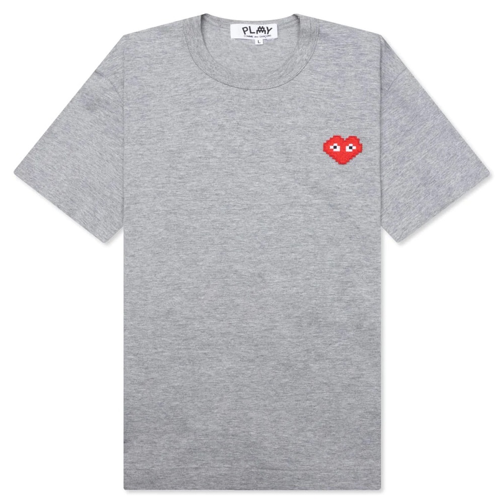 COMME DES GARCONS PLAY X THE ARTIST INVADER WOMEN'S T-SHIRT - GREY NWT